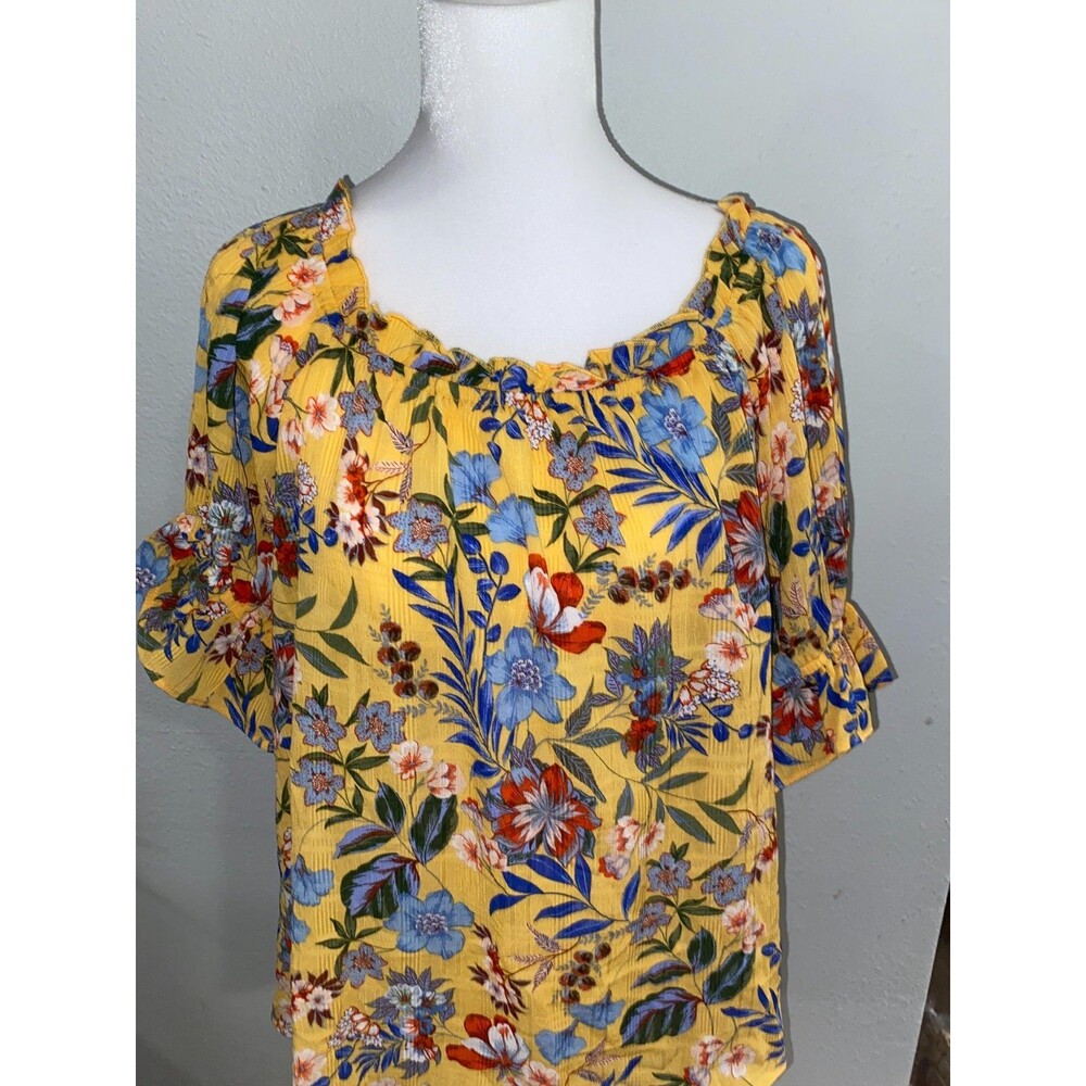 Chenault Women's Blouse Ruffled boho  NWT COUNTRYCORE Size XL Yellow Floral